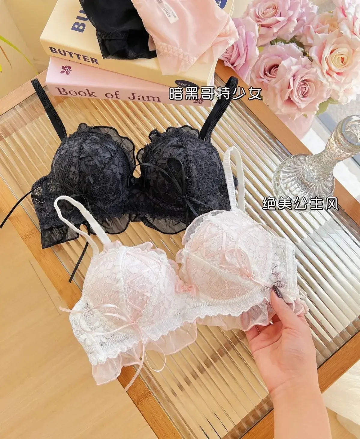 Japanese Style Lolita Princess Wind Lace Lace Lingerie Design for Girls Push-up Bra Women UnderwearPush Up Bra