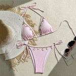 Shell Decoration Swimwear String Halter Bikinis Sets Micro Thong Sexy Swimsuit Women 2026 Bathing Suit Purple Triangle Bikini