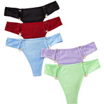 1pcs Women's Sexy Thong Low-Rise Multi-Color G-string Solid Color Heart Buckle Panty Thin Breathable Skin-Friendly Underwear