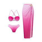 S - XL 3PCS With Skirt Underwired Bikini Female Swimsuit Women Swimwear Three-pieces Bikini set Bather Bathing Suit Swim V8080