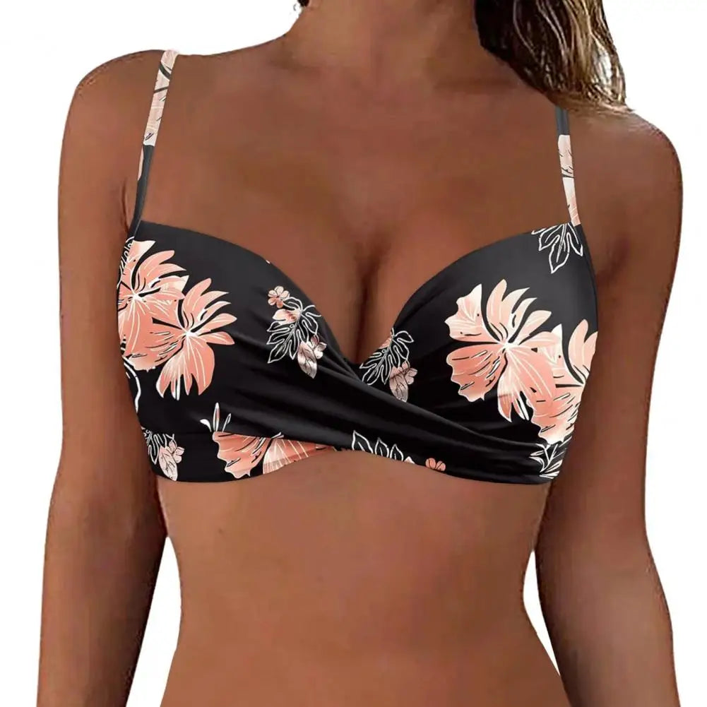 Sexy Bikini Tops Backless Butterfly Hook Design V-Neck Front Knotted Swimwear Tops Backless Bikini Bra