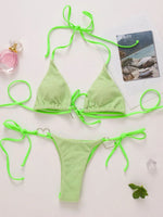 Love Shaped Metal Rings Bikinis Halter Velvet Bikini Women Swimwear Female Swimsuit Two-pieces Bikini Set Bathing Suit Swim Lady