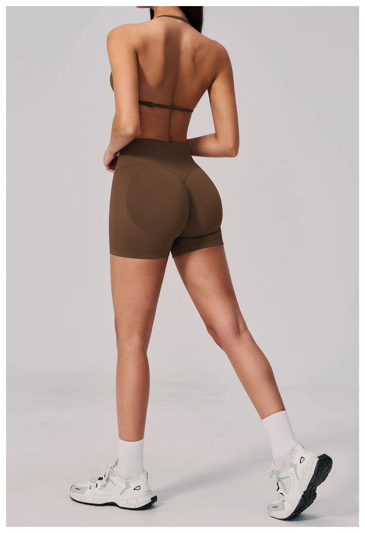 2 Pieces Seamless Yoga Sets Women Solid Color Sports Bra Tight Fitting Peach Buttocks Shorts Fitness Suit Gym Running Tracksuit