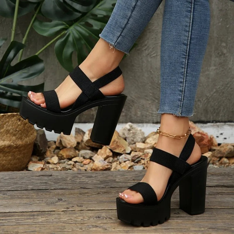 2026New model for ladiesHigh Heel Fish Mouth Women's Sandals Plus Size 414243Thick Heel Casual Sho