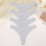 4PCS Women Seamless Thong Cotton Thin Strap Low Waist High Flexibility Panties Sexy Underwear Ladies Briefs T-back Soft Women