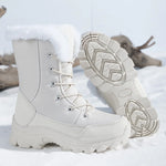 Winter Snow BootsWomen Waterproof Non-Slip Warm Northeast-Style Large Cotton Shoes, Ski , Fleece-Lined,High-Top Cotton Boots