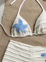 Sequin Starfish light blue Texture Swimwear Sexy Halter String Triangle Bikinis Sets Shorts Bottoms Woman Swimsuit 2026 Bikini