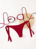 New Sexy Women's Bikini Set - Adjustable Tie Side Bandage Triangle Top & Low Rise Bottom with Starfish Metal Drawstring Summer
