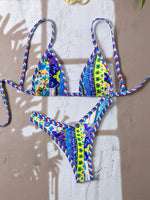New Bikini Woman Sets Triangle Top Tie Side Bottom Bikinis Crochet Set Swimwear Multicolor Two Piece Swimsuit Women's Beach Wear