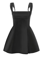 Summer Women Bow Backless Elegant Dress Solid Color Sleeveless Square Neck A-line Dress Evening Party Daily Dresses