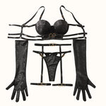 Toucheart Erotic Lingerie Hollow Seductive Shaping Bra Set Gathering Passionate Sexy Luxurious Intimate Underwear Four-piece Set