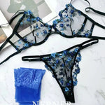 French Floral Bra Set Women | Sweet Sexy Sheer Mesh Lace, Transparent Underwear Set | Practical & Feminine MOYISU Sexy Panty Set