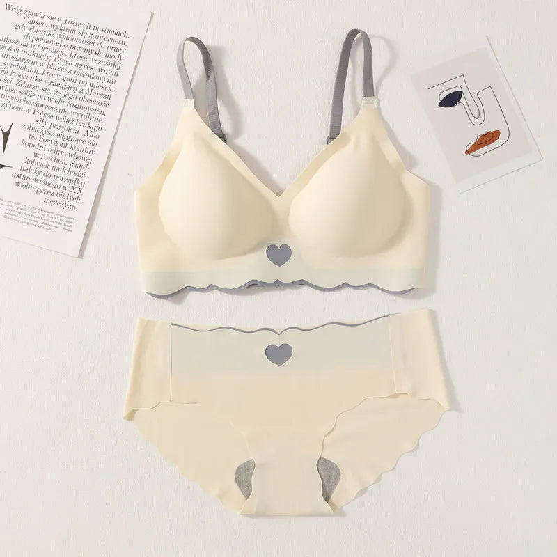 Women Push Up Bra And Panties Set Non-wire Bra Sexy Lingerie Set Low Waist Briefs Women's Comfy Underwear Set Female Intimates