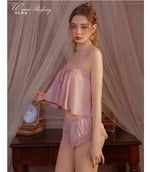 Pure Desire Home Wear Set New Sweet Style Camisole Shorts Pajamas Thin Sexy Ice Silk Home Wear Two-Piece Casual Style Sets N5GK