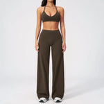 Women's Fitness Set Gym Tracksuit Breathable Sports Bra Flared Trousers Suit Workout Clothing Sportswear Female Athletic Wear