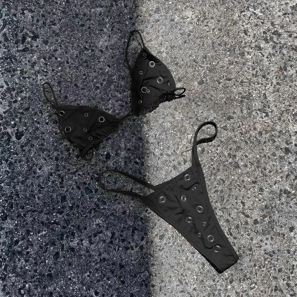 2025 Micro Bikini Halter Swimsuit For Women Sexy Swimwear Brazilian Bikini Set Thong Biquini Swim Suits Solid Beachwear Female