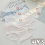 4Pcs/Set Women Low Waist Panties Breathable Comfy Briefs Soft Underwear Female Underpants Solid Color Sexy Lingerie M-XL