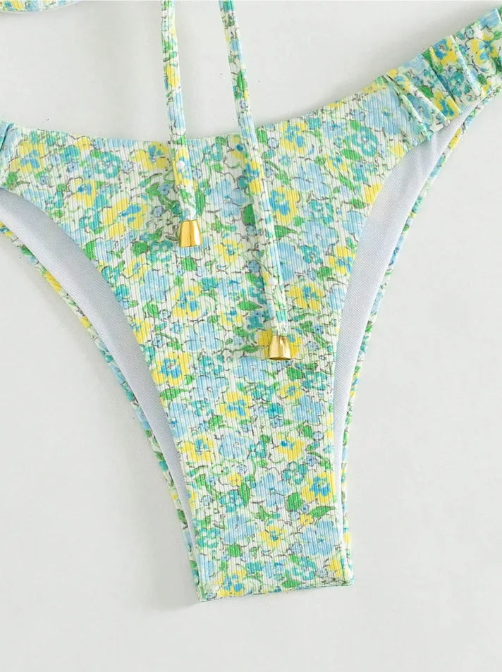 New Sexy Floral Print Push Up Bikini 2024 Women Swimwear Female Swimsuit Two Pieces Thong Bikini Set Bather Bathing Suit Beach