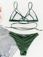 Bikini 2026 Sexy Green Cross Back Straps Swimwear Swimsuit Women Bikinis Set Bathing Suit Beach Bikini Female Push Up Banadores