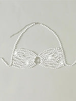 Luxury Pearls Chain Fringe Tassel Bikini Bottom Swim Brief Women Swimwear Female Bather Brazilian Tanga Panties Underwear