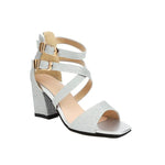 Fashion Cross Strap High Heels Sandals Party Wedding Bridal Shoes Summer Gold Silver Ladies Sandal Women