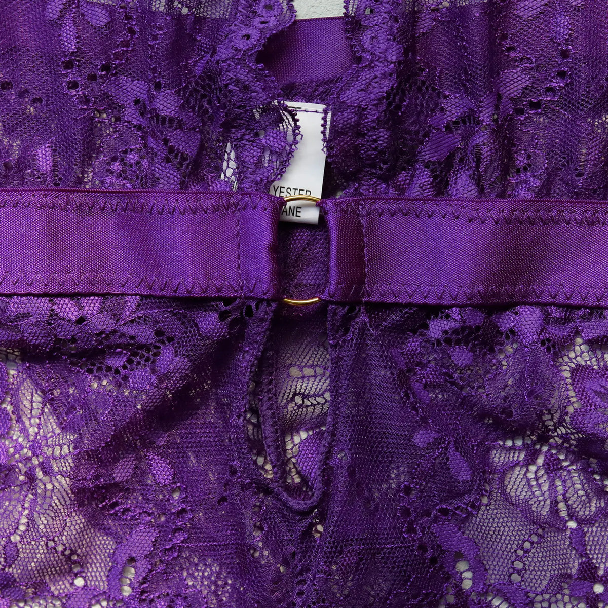 New Purple Sexy Lace Bodysuits Deep V Neck Halter Mesh Solid Color Bodysuits CharmingPure Desire Transparent Flower Print OOB5