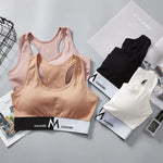 Women Racerback Cotton Blend Sports Cami Bra Stretch One Size Casual Daily Under Top Color Block Letter Band Tank Top