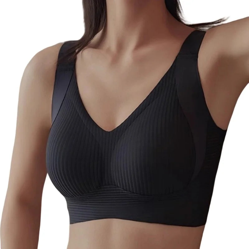 Push-Up Bras For Women Non-wire Padded Bra Seamless Underwear Plus Size V-neck Bra Top Sexy Lingerie Wide Straps Intimates M-4XL