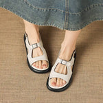 Spring and Summer New Model Fashion Low Heel Women's Shoes Fish Mouth Open-toe Buckle Casual Student Women's Sandals High 2.5cm