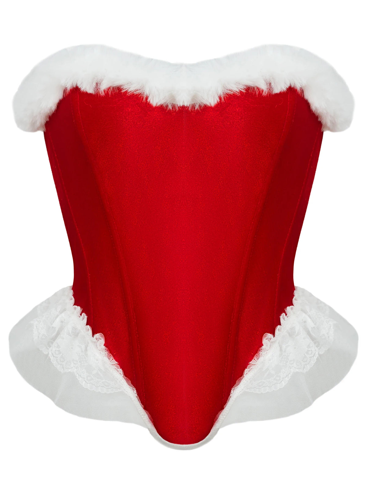 Women’s Sexy Christmas Lingerie, Santa Girl Bodysuit with Fringe Trim, Push-up Shapewear for Full Bust & Side Smoothing