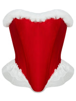 Women’s Sexy Christmas Lingerie, Santa Girl Bodysuit with Fringe Trim, Push-up Shapewear for Full Bust & Side Smoothing