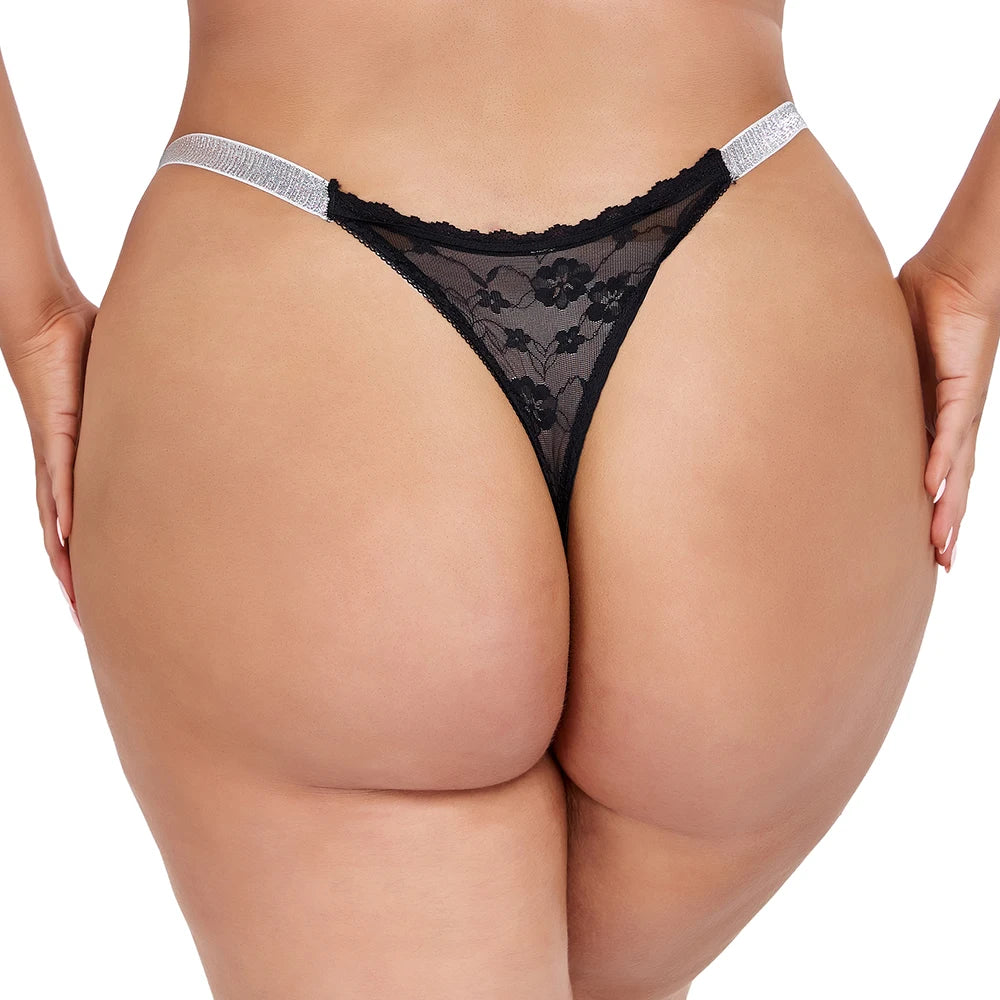 Womens Sexy Lace Thongs Breathable and Comfortable Stretch Elegant Plus Size Underwear Panties XL 2XL 3XL 4XL