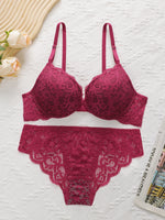 Women's sexy lace lingerie set with steel rims, gathered push ups, adjustable shoulder straps, comfortable lingerie set A2157