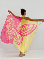 Sexy Butterfly Print Cover Up 2026 Women Black Patchwork Mesh Dress Tunic Bikini Lady Elegant Bath Sarong Wrap Skirt Beachwear