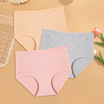 3Pcs women cotton High Waist underwear breathable Striped Panties Female Plus Size Solid Color Briefs comfortable Lingerie S-XXL