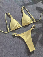 DEKA Double-Sided Bikinis Yellow Bikini Set Halter Swimwear Triangle Swimsuits String Swimsuit Vacation Bathing Suit