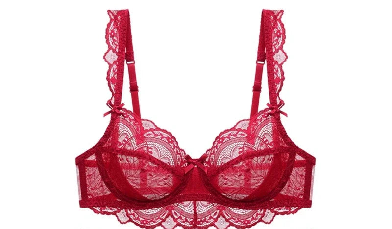 MOYISU Pure Desire Lace Bra Set Women Sexy Anti-Sag Push Up Bralette Sheer Underwear for Big/Small Chest Comfort Support
