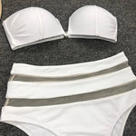 Sexy Bra Cup Bandeau Bikinis High Waist Bikini Women Swimsuit Female Swimwear Two-pieces Bikini Set Mesh Bathing Suit Swim Lady