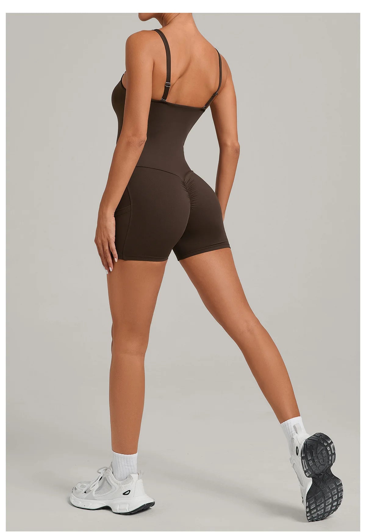 Outdoor Backless Yoga One Piece Suit Women Multiple Wearing Methods Sleeveless Slim Fit Pocket Stretch Sports Fitness Jumpsuit