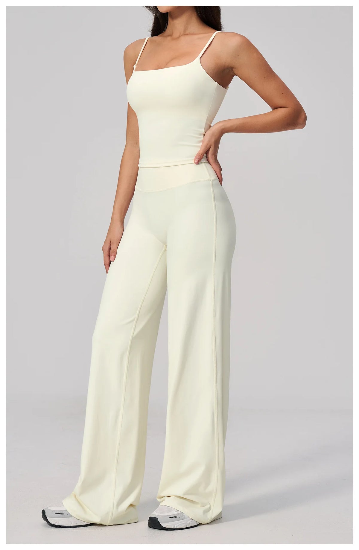 Yoga Suit Gym Fitness Set Hanging Neck Slim Sports Tank Top High Waist Wide Leg Pants Tracksuit Outdoor Running Athletic Wear
