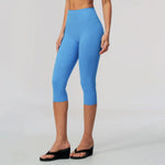 NCLAGEN Sport Leggings Women High Waist Yoga Capris Tight Slim Fit Mid Length Running Sports Pants For Outdoor Fitness Workout