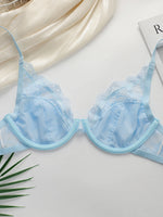 Lace Bralette Push Up Bras for Women blue Lace Underwear Women's steel ring Bra Solid Color Sexy Lingerie Backless Bra MR2635