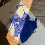 Mesh Sarong Lace Halter High Cut Bikini Female Swimsuit Women Swimwear Three-Pieces Bikini Set Bather Bathing Suit Swim V6284
