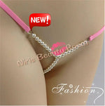 DEKA Elastic Crotchless High quality Real Pearl Thongs Women Low-Rise Hollow Sexy G-string Female Erotic Panties Underwear