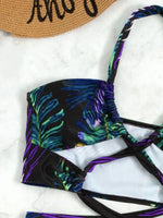 2024 Halter Criss Cross Bikini Tropical Print Swimsuit & Beach Dress 3 Piece Sexy Swimwear Women Bathing Suit Beachwear Summer