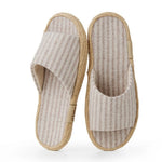 Janpanest Style Cotton Linen Slippers For Womeen Men Leisure House Shoes Striped Style Anti-slip Couples Home Breathable Slides
