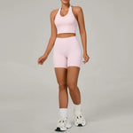 Women's Yoga Sets Sports Fitness Halter Neck Beauty Backless Vest Hip-lifting Shorts Suits Running Leisure Workout Gym Suits