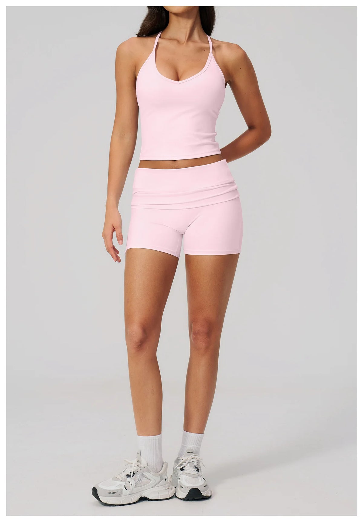 Summer 2Pcs Yoga Sets Women Camisole Slimming Sports Tank Top Pleate High Waist Shorts Fitness Suit Gym Running Excersize Wear