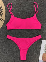 Sexy Neon Yellow Ribbed Brazilian Bikini Women Swimwear Female Swimsuit Two-pieces Bikini Set High Cut Bather Bathing Suit Swim