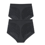 2Pcs/Set Women's Ice Silk Tummy Control Panties Mid Waist Mesh Splice Shaping Briefs Butt Lifter Slimming Soft Underwear M-3XL